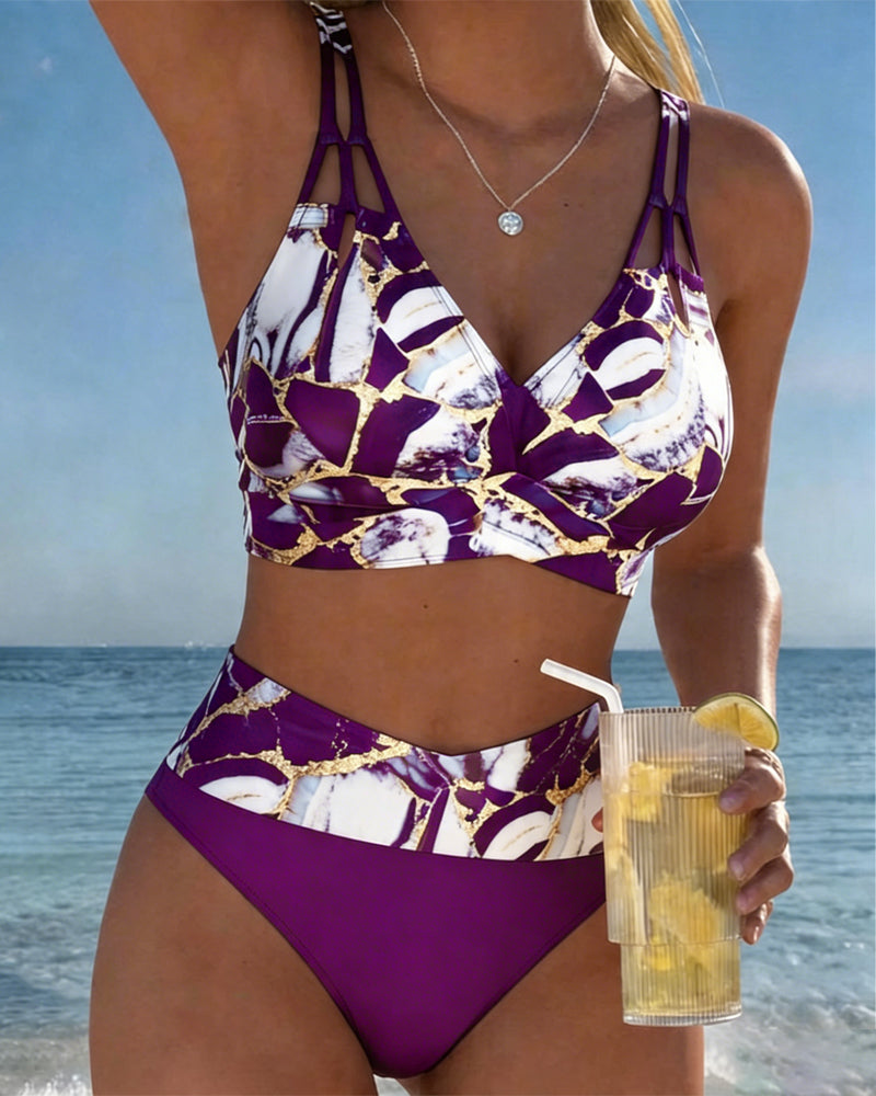 Designer bikini met schouderbandjes en uitsneden