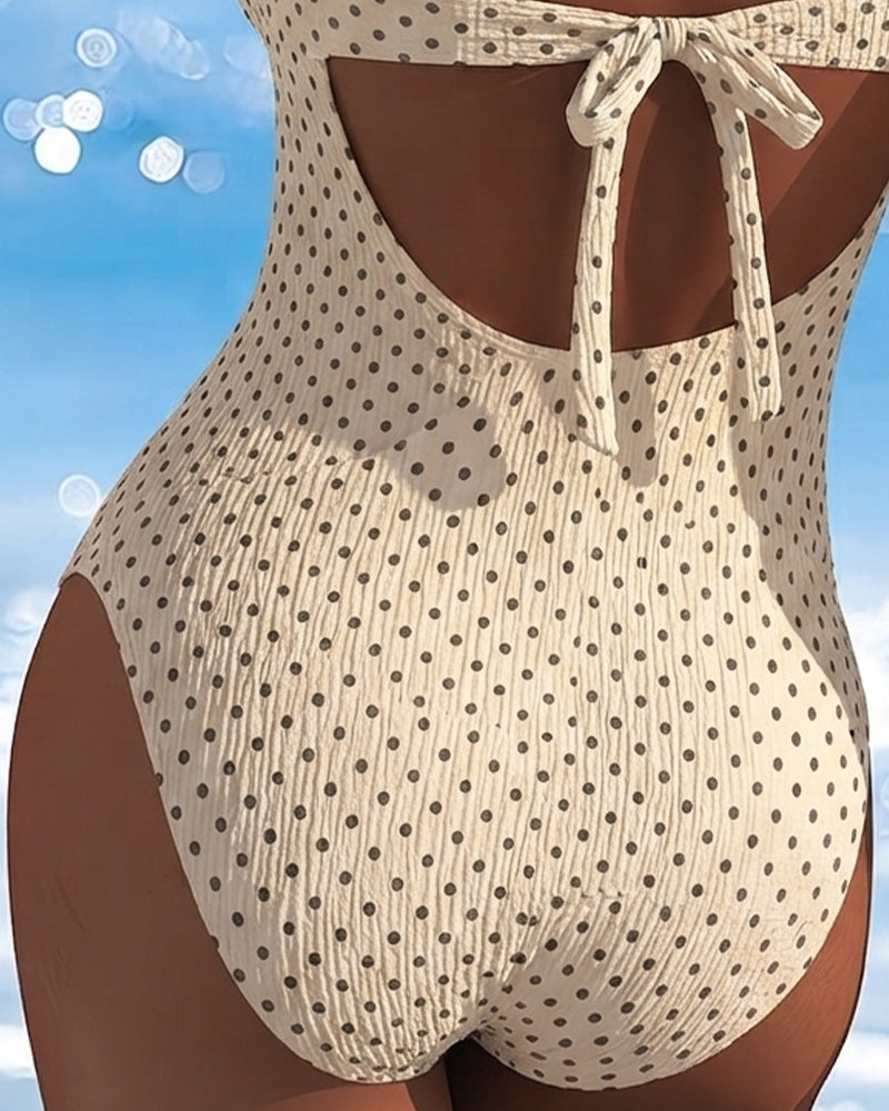 Eendelige stippen-das met mesh-patchwork