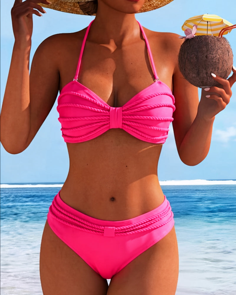 Effen bikini met nekstrik