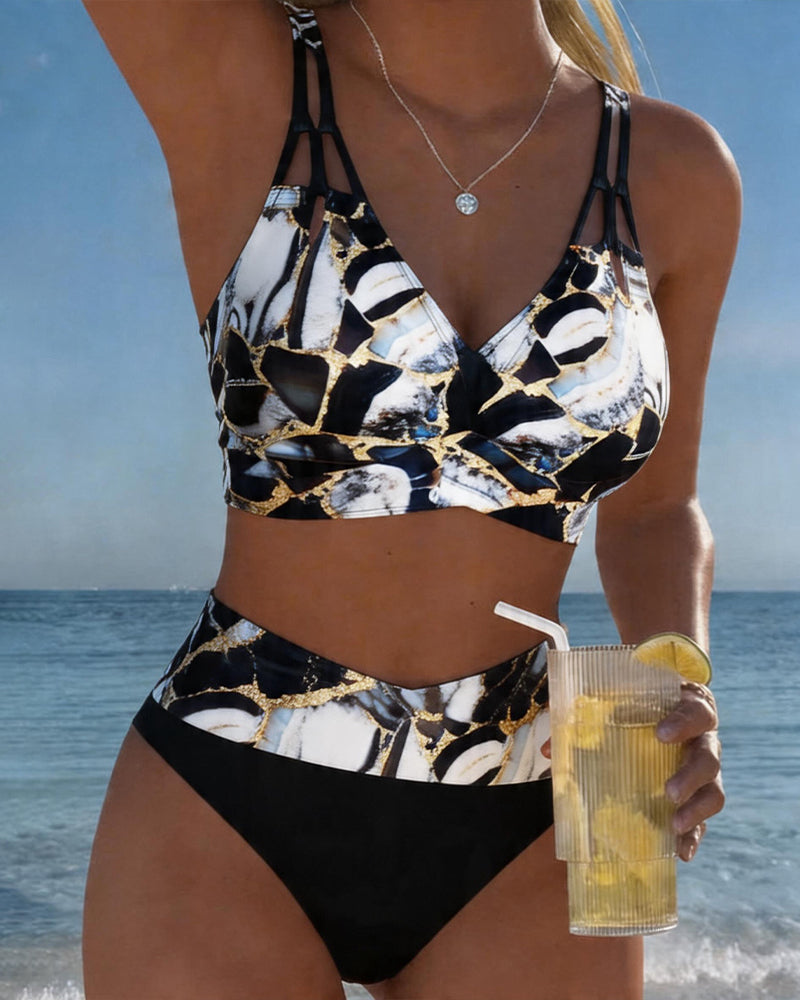 Designer bikini met schouderbandjes en uitsneden