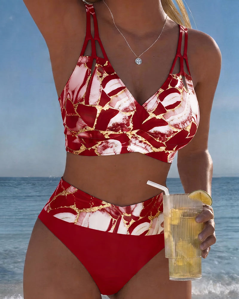 Designer bikini met schouderbandjes en uitsneden