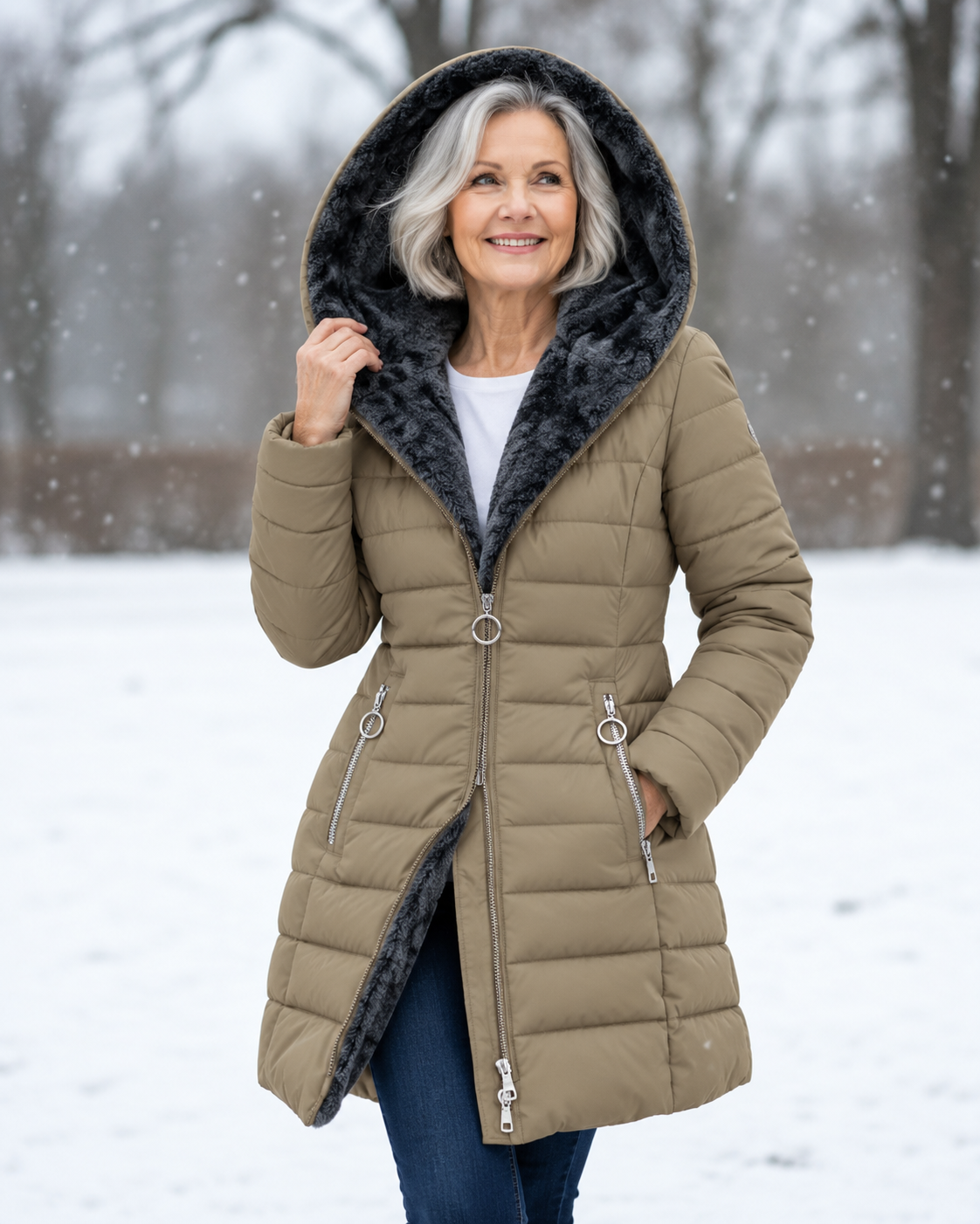 Aveline | Manteau d’hiver à capuche et doublure polaire
