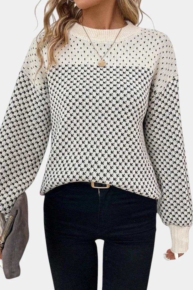 Rachael | Trui met Ronde Hals in Colorblock-stijl