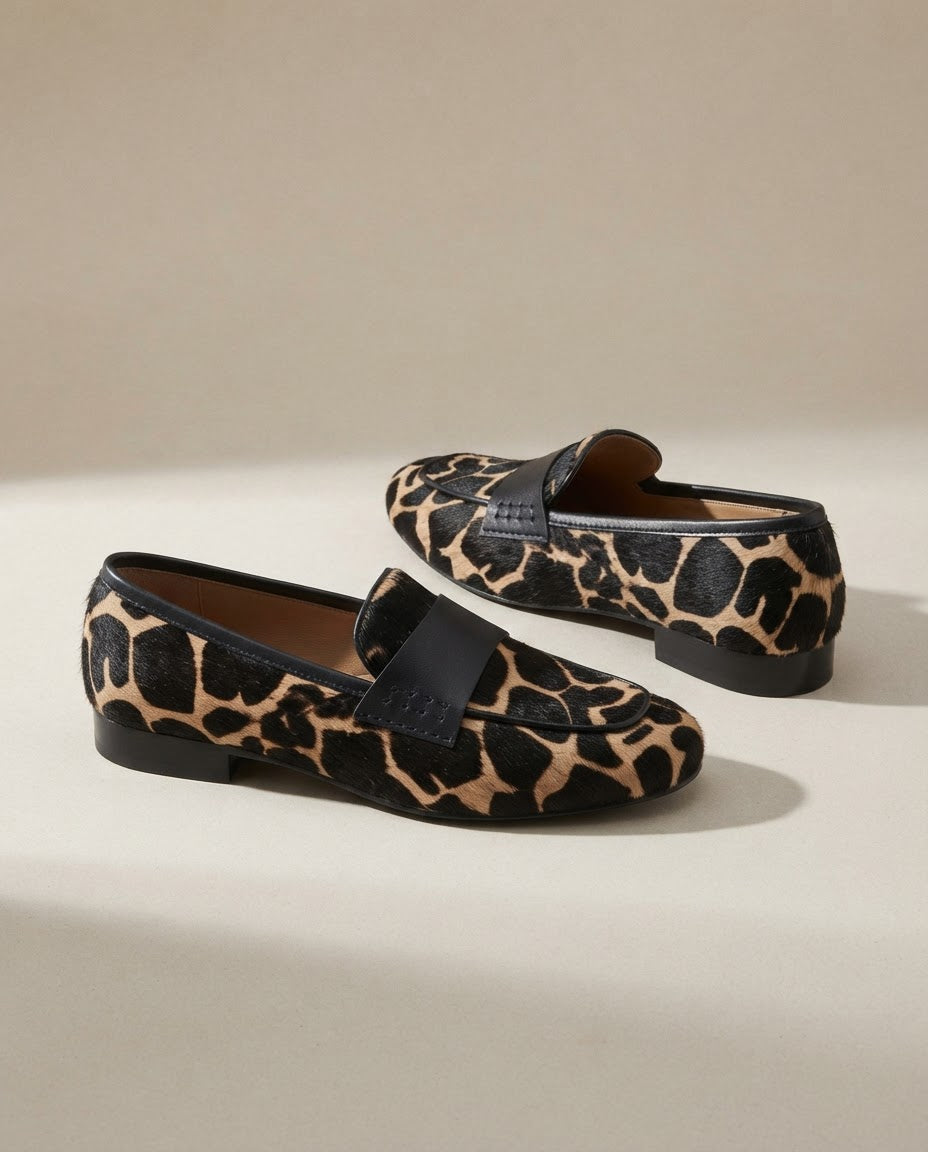 Giulia | Mocassin Imprimé Girafe & Abricot