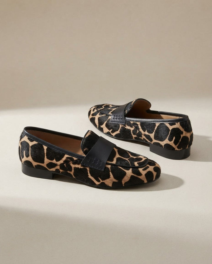 Giulia | Mocassin Imprimé Girafe & Abricot