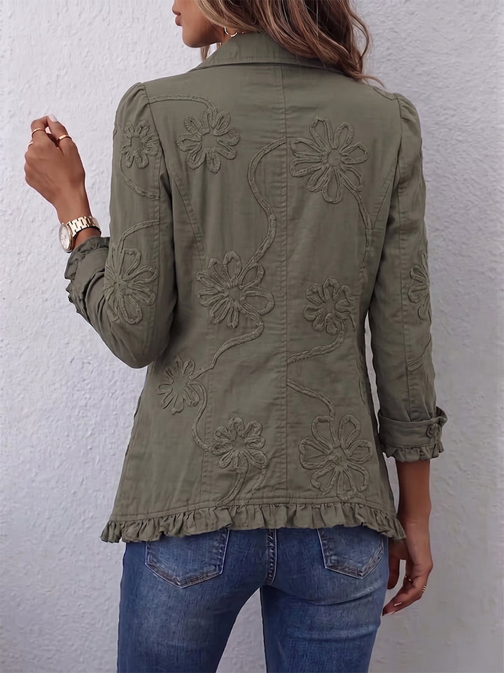 Alessandra | Veste Brodée Bohémien-Chic à Fleurs & Ruches